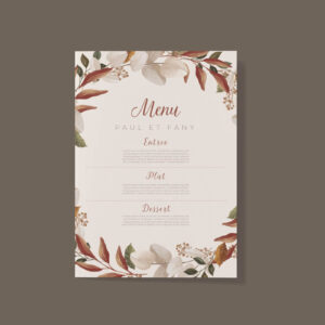 Menu de mariage gamme Autum