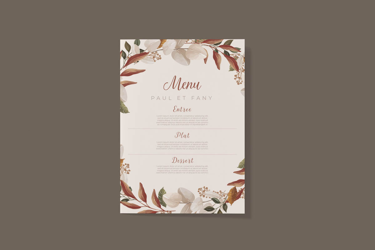 Menu de mariage – Jonah