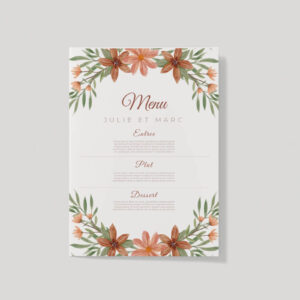 Menu de mariage gamme Joannah