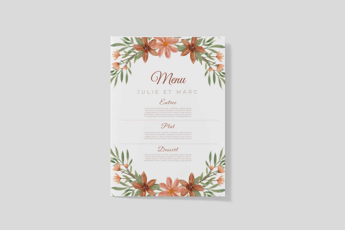 Menu de mariage – Jonah